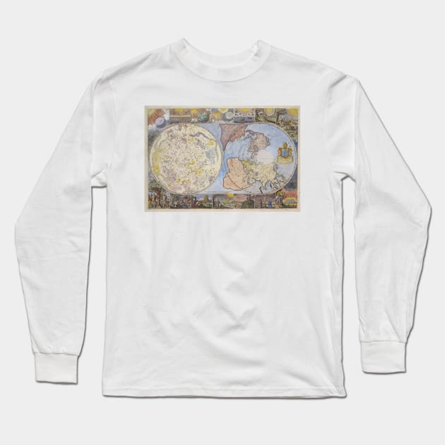 Vintage Astrological World Map (1699) Long Sleeve T-Shirt by Bravuramedia